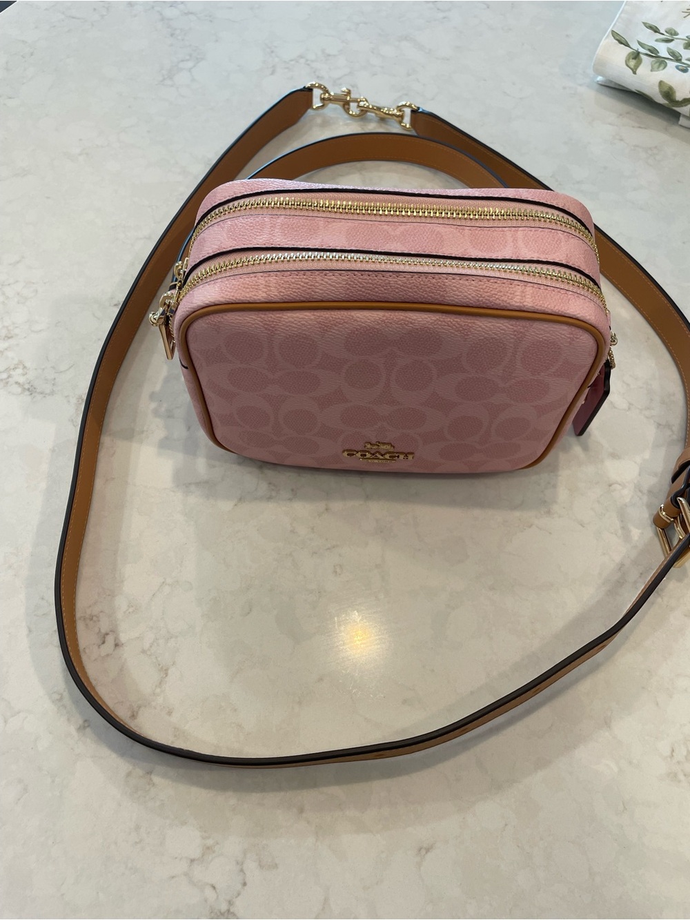 Coach Pink Signature Mini Carey Crossbody with Matching Wristlet - Picture 2 of 16